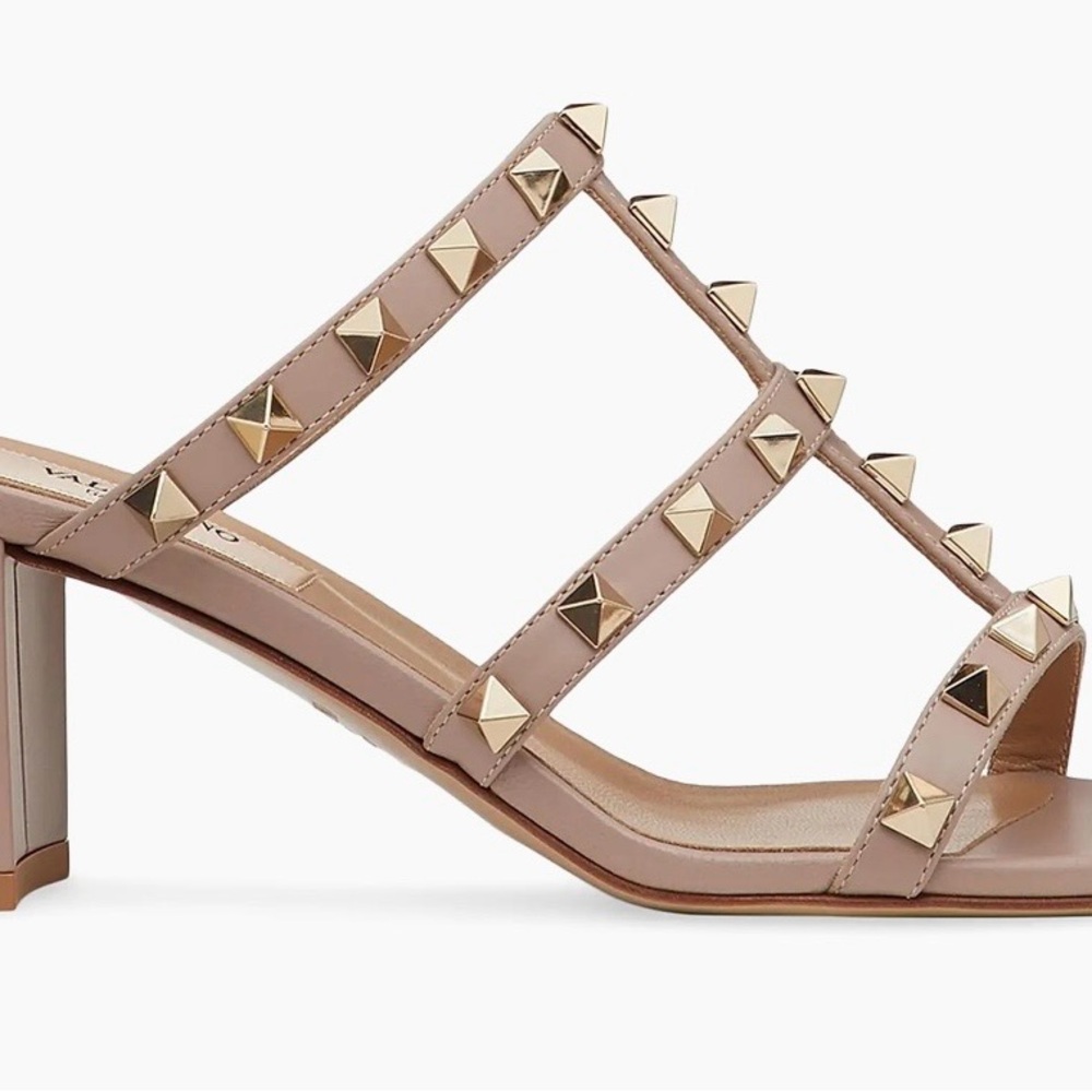 New and Authentic Valentino Garavani Beige Studded Sandals - Picture 4 of 8